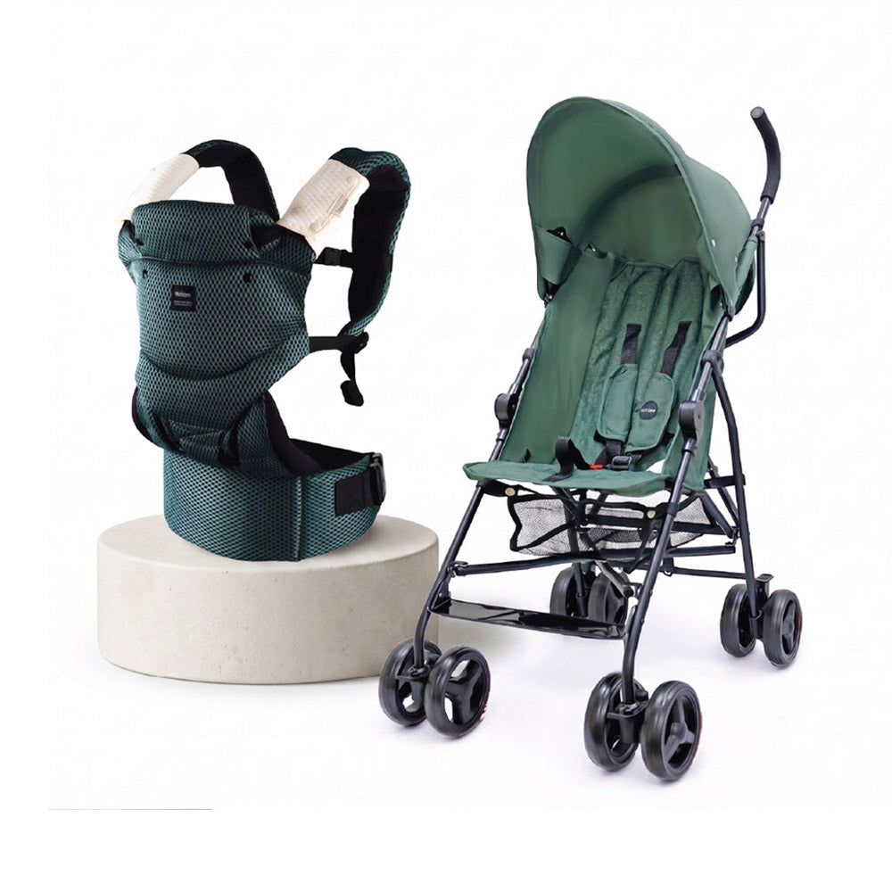 Green Baby Carrier And Stroller Combo Lightweight Foldable Travel System 6–36 Months
