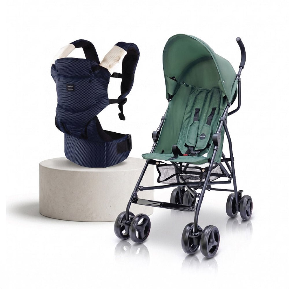 Green Umbrella Stroller Navy Blue Baby Carrier Combo Lightweight Foldable Travel System 6–36 Months