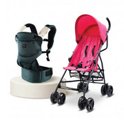 Green Baby Carrier Pink Umbrella Stroller Combo Lightweight Foldable Travel Set 6–36 Months