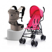 Pink Umbrella Stroller Brown Baby Carrier Combo Lightweight Foldable Travel System 6–36 Months