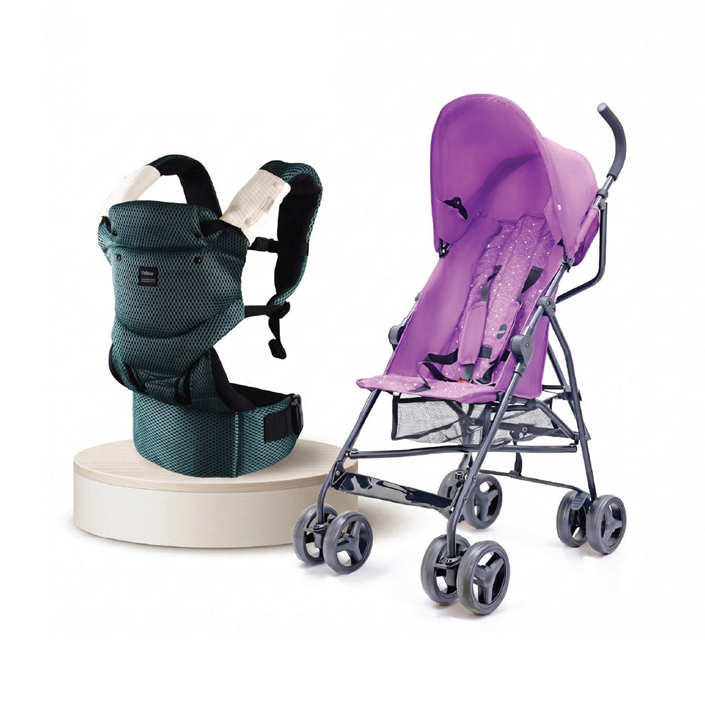 Green Baby Carrier Purple Umbrella Stroller Combo Lightweight Foldable Travel Set 6–36 Months