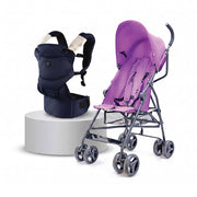 Navy Blue Baby Carrier Purple Umbrella Stroller Combo Lightweight Foldable Travel Set 6–36 Months