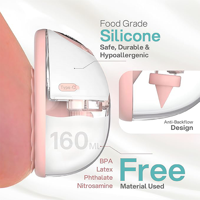 Nurtur Cozi Wearable Pump Hands Free Breast Pump, Double Electric Hands-Free Breast Pumps with 3 Modes, 9 Levels, LCD Display, Memory Function Rechargeable with Massage and Pumping Mode,150ml