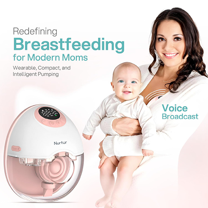 Nurtur Cozi Wearable Pump Hands Free Breast Pump, Single Electric Hands-Free Breast Pumps with 3 Modes, 9 Levels, LCD Display, Memory Function Rechargeable with Massage and Pumping Mode,150ml