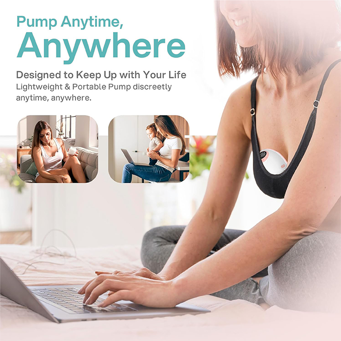 Nurtur Cozi Wearable Pump Hands Free Breast Pump, Single Electric Hands-Free Breast Pumps with 3 Modes, 9 Levels, LCD Display, Memory Function Rechargeable with Massage and Pumping Mode,150ml