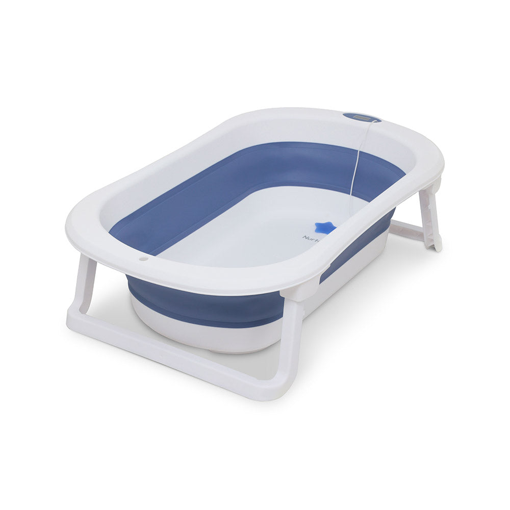 Unisex Foldable Baby And Kids Bathtub Portable Collapsible Tub with Temperature Sensor And Anti-Slip – Blue
