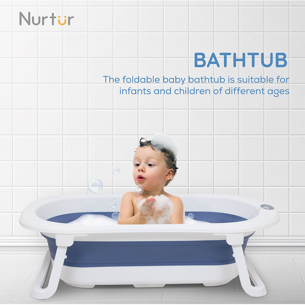 Portable Foldable Baby And Adult Bath Tub Anti-Slip Space Saving Design – Blue