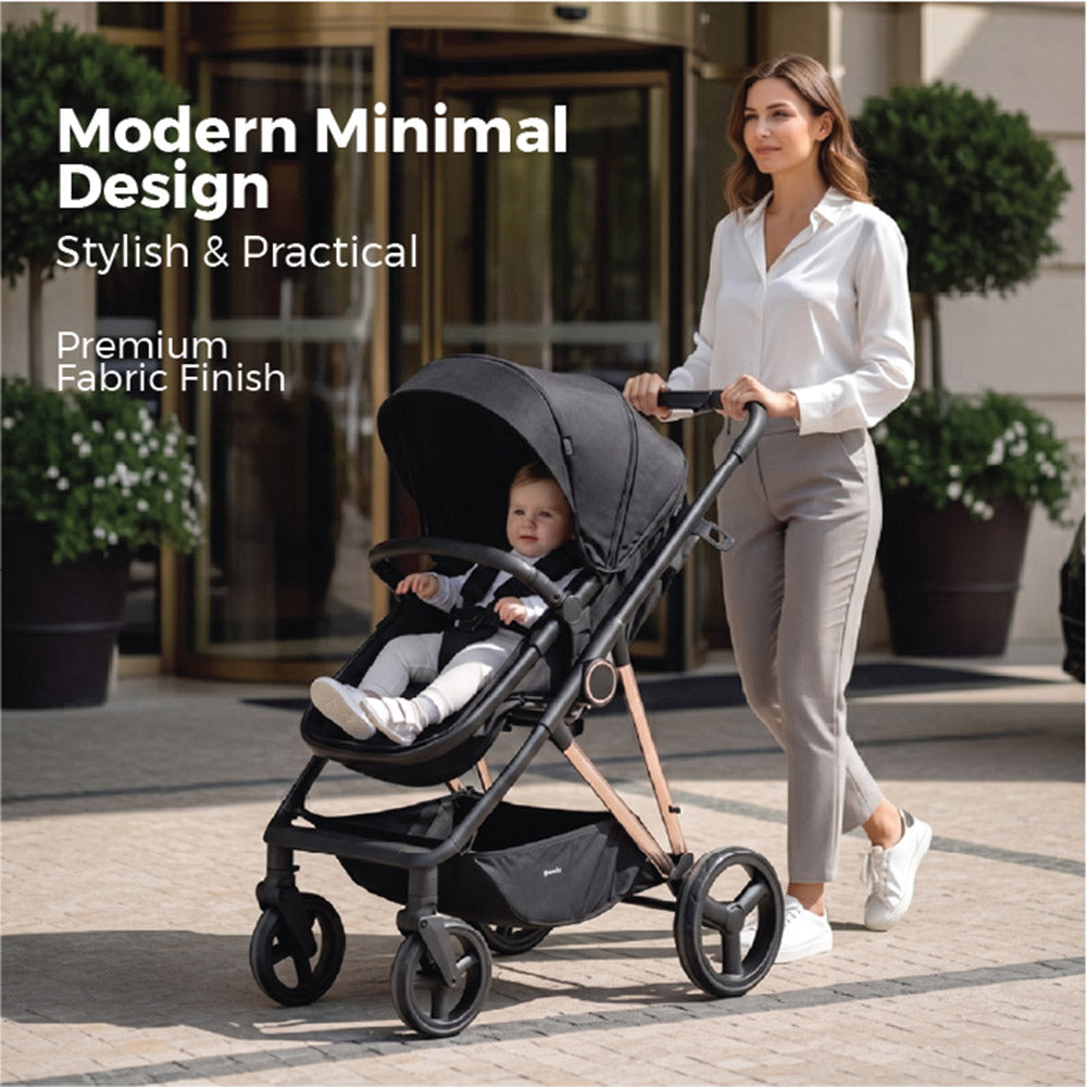 Cradle Travel Stroller Black | 2-in-1 Convertible Baby Stroller 0–36 Months
