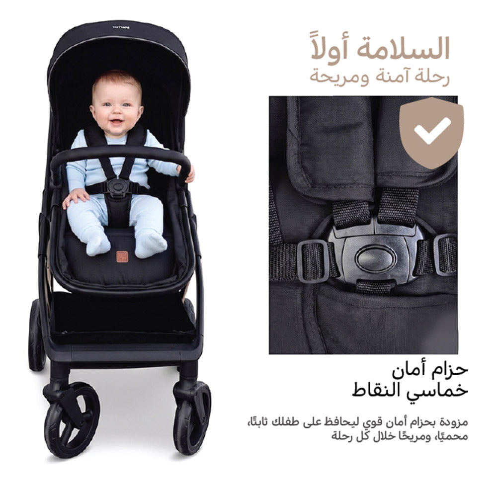 Cradle Travel Stroller Black | 2-in-1 Convertible Baby Stroller 0–36 Months