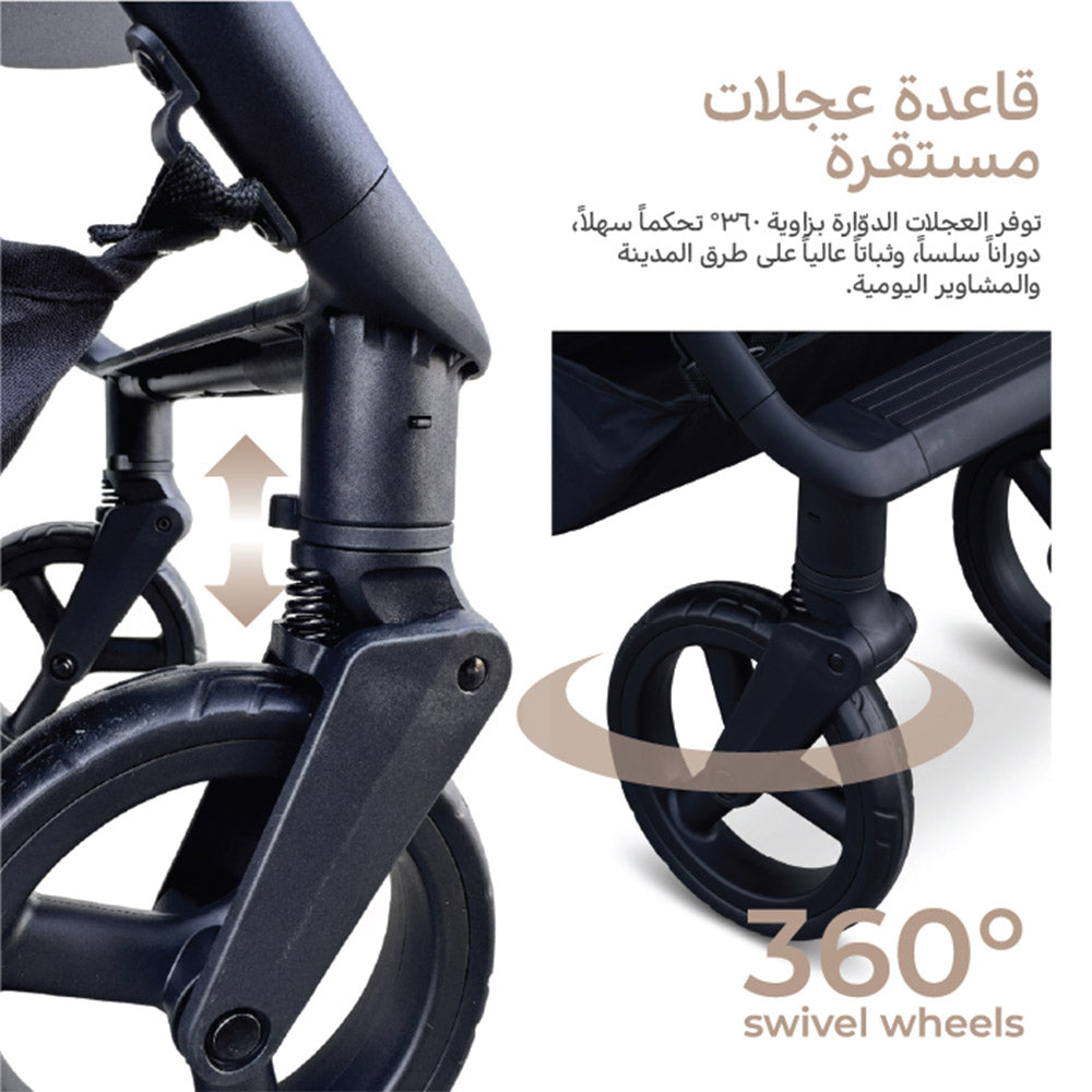Cradle Travel Stroller Black | 2-in-1 Convertible Baby Stroller 0–36 Months