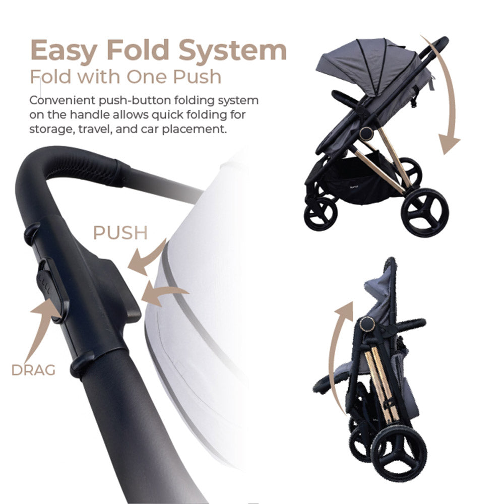 Cradle Travel Stroller Black | 2-in-1 Convertible Baby Stroller 0–36 Months