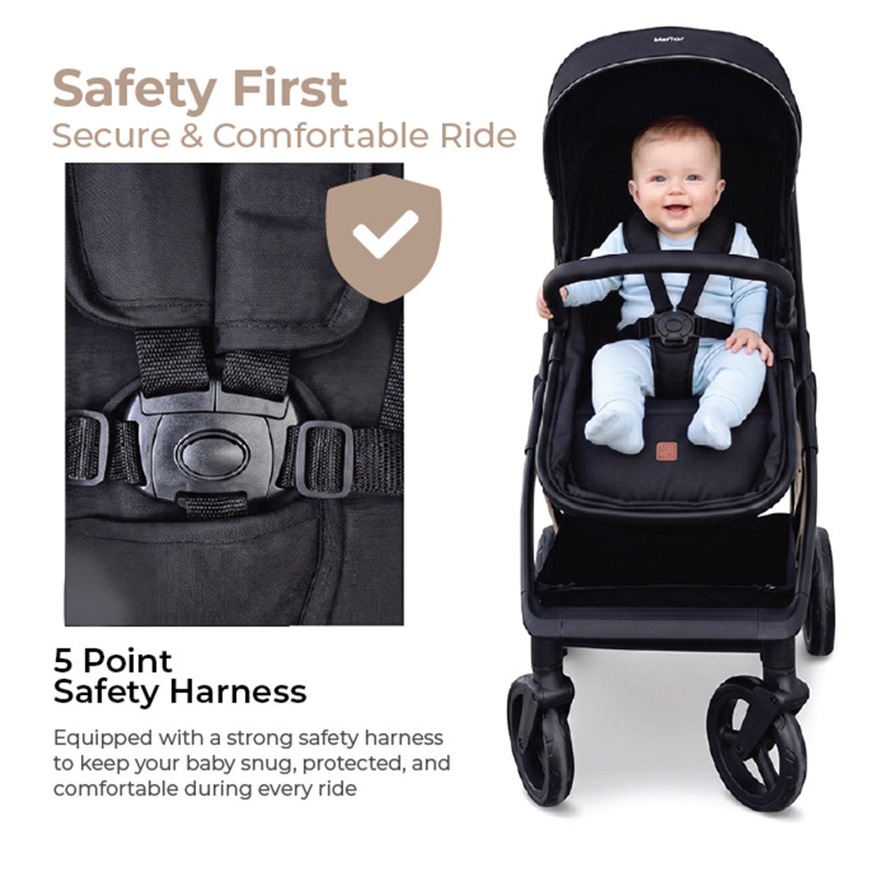 Cradle Travel Stroller Black | 2-in-1 Convertible Baby Stroller 0–36 Months