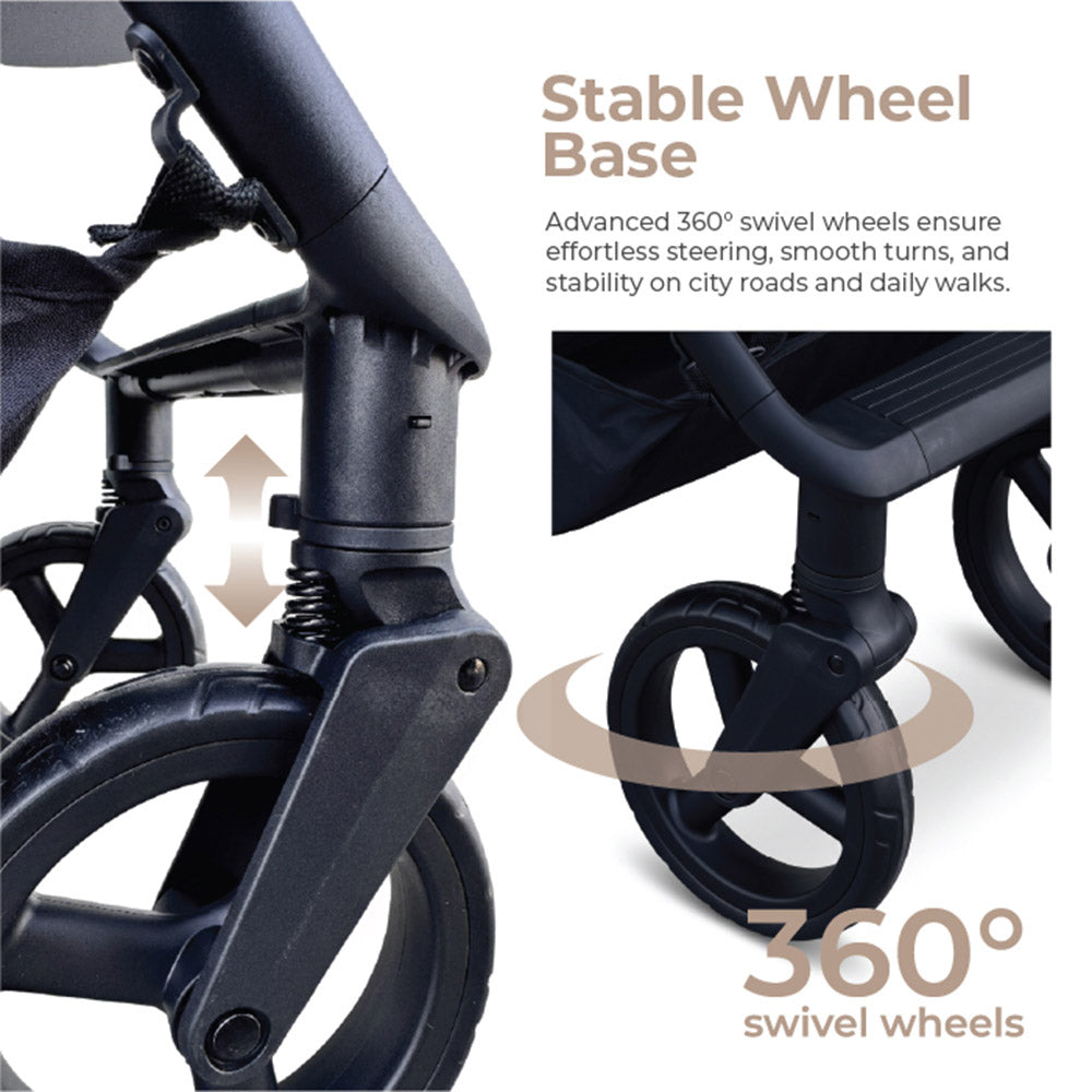 Cradle Travel Stroller Black | 2-in-1 Convertible Baby Stroller 0–36 Months