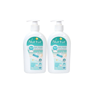 Nurtur Baby Bottle & Toys Liquid Cleanser, Ecofreindly, Paraben Free, Vegan. Kills 99% bacteria 500ML Pack of 2